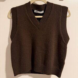 Zara brown v-neck sweater vest